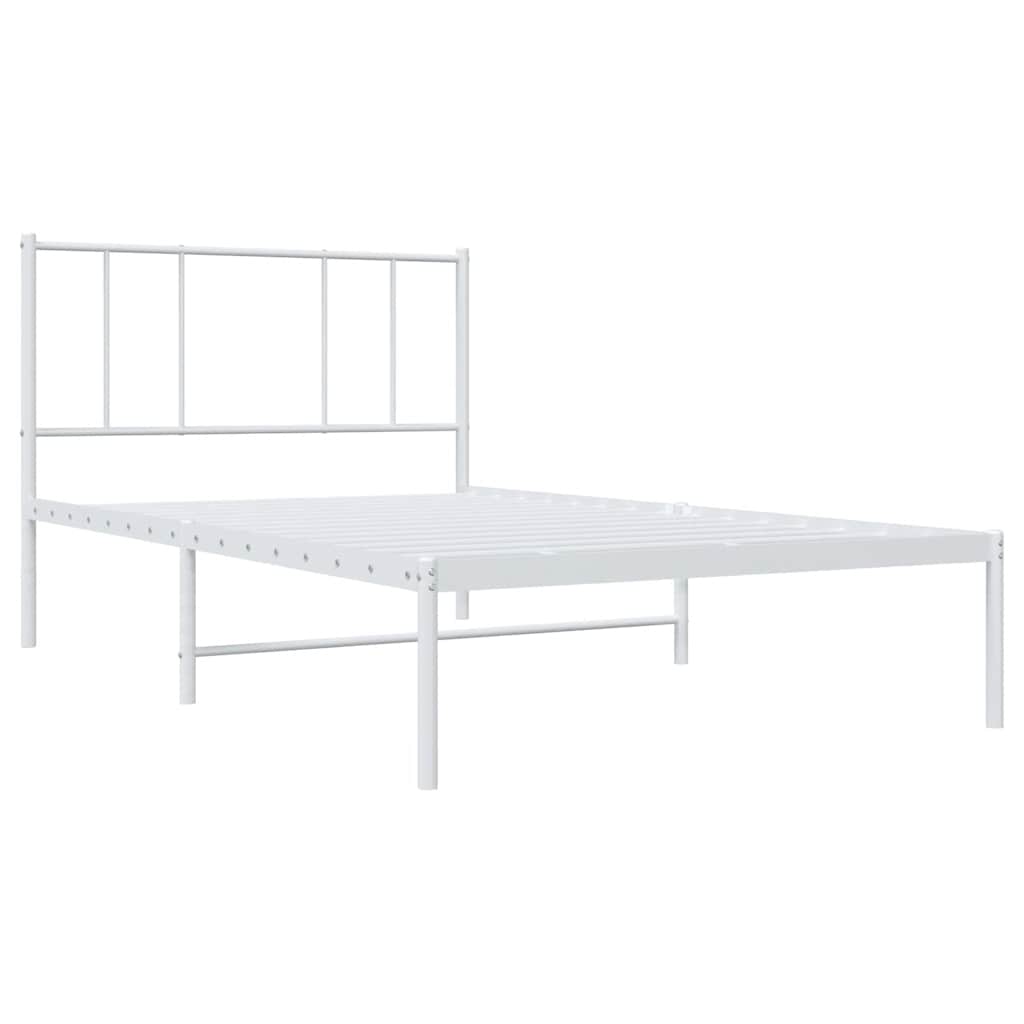 Metalni okvir za krevet s uzglavljem bijeli 90 x 190 cm