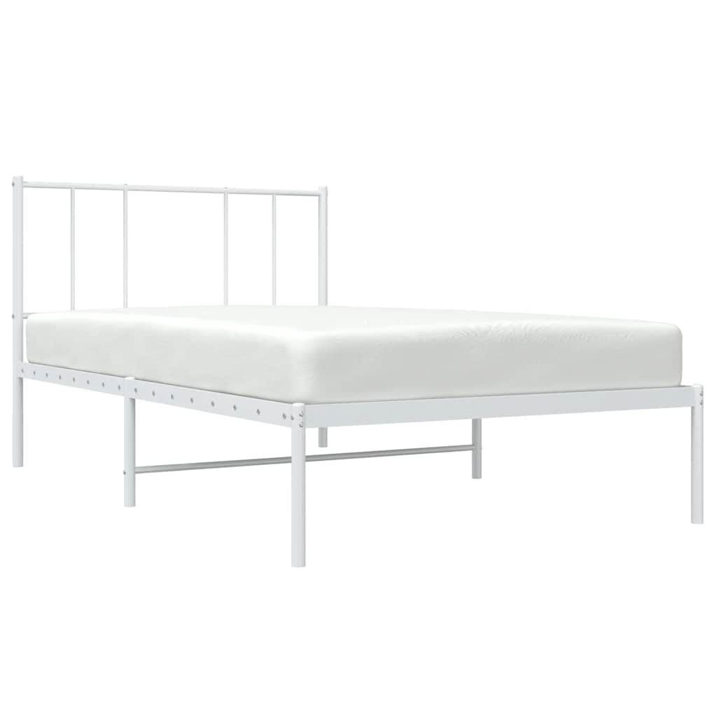 Metalni okvir za krevet s uzglavljem bijeli 90 x 190 cm