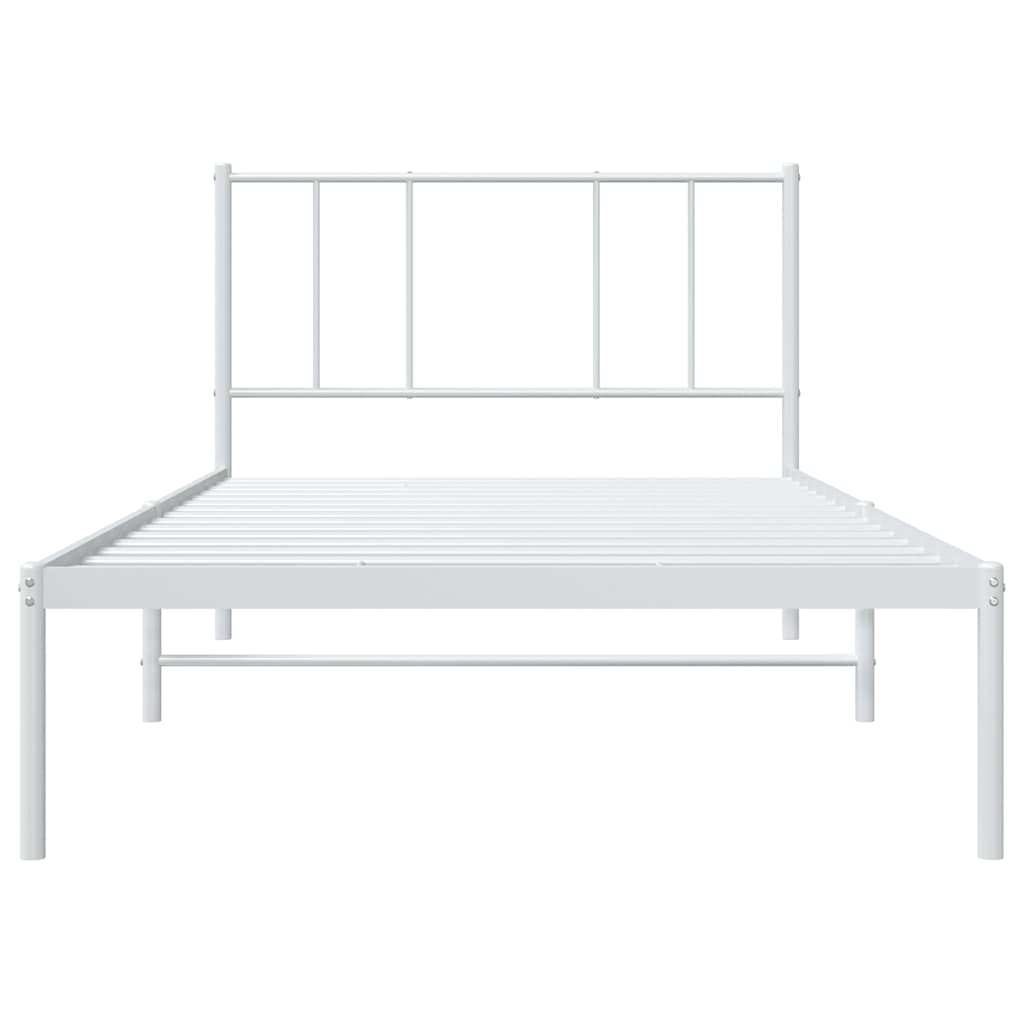 Metalni okvir za krevet s uzglavljem bijeli 90 x 190 cm