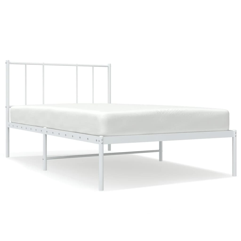 Metalni okvir za krevet s uzglavljem bijeli 90x200 cm