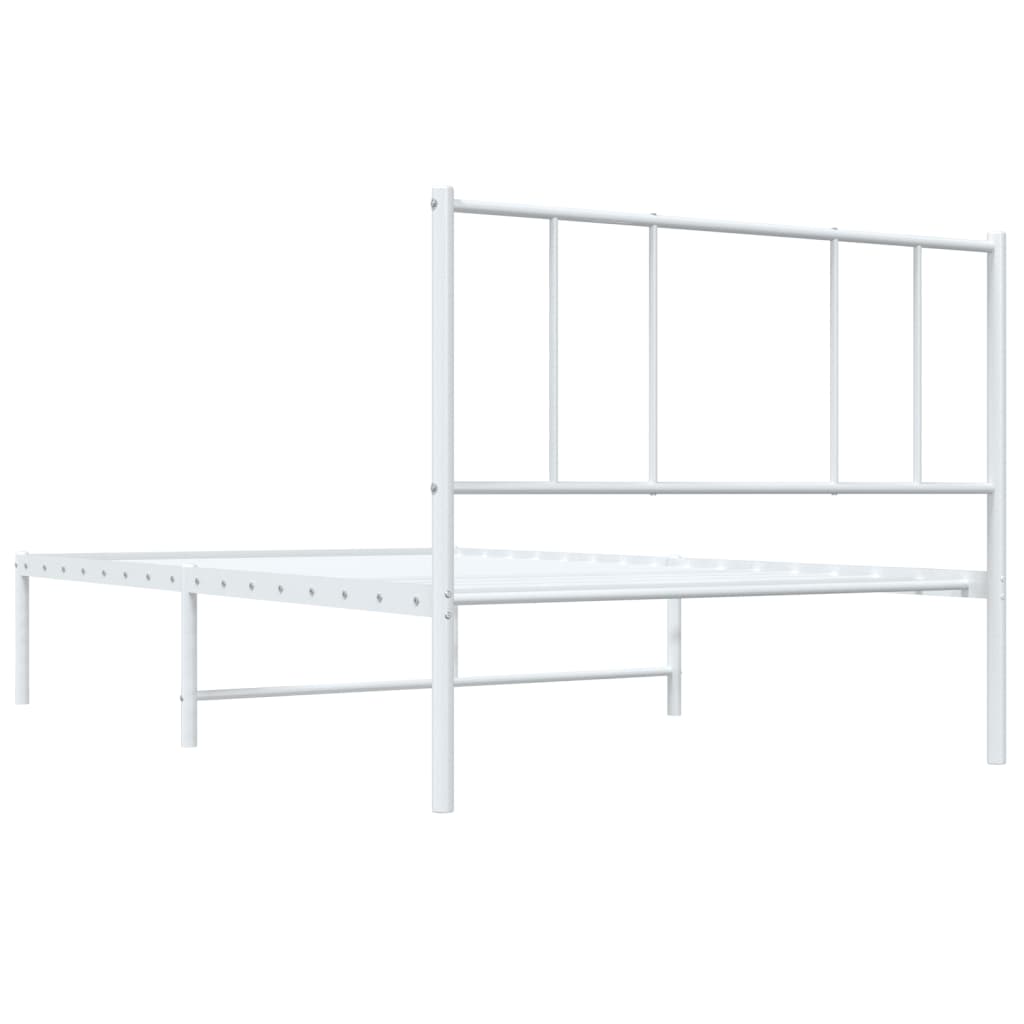 Metalni okvir za krevet s uzglavljem bijeli 90x200 cm