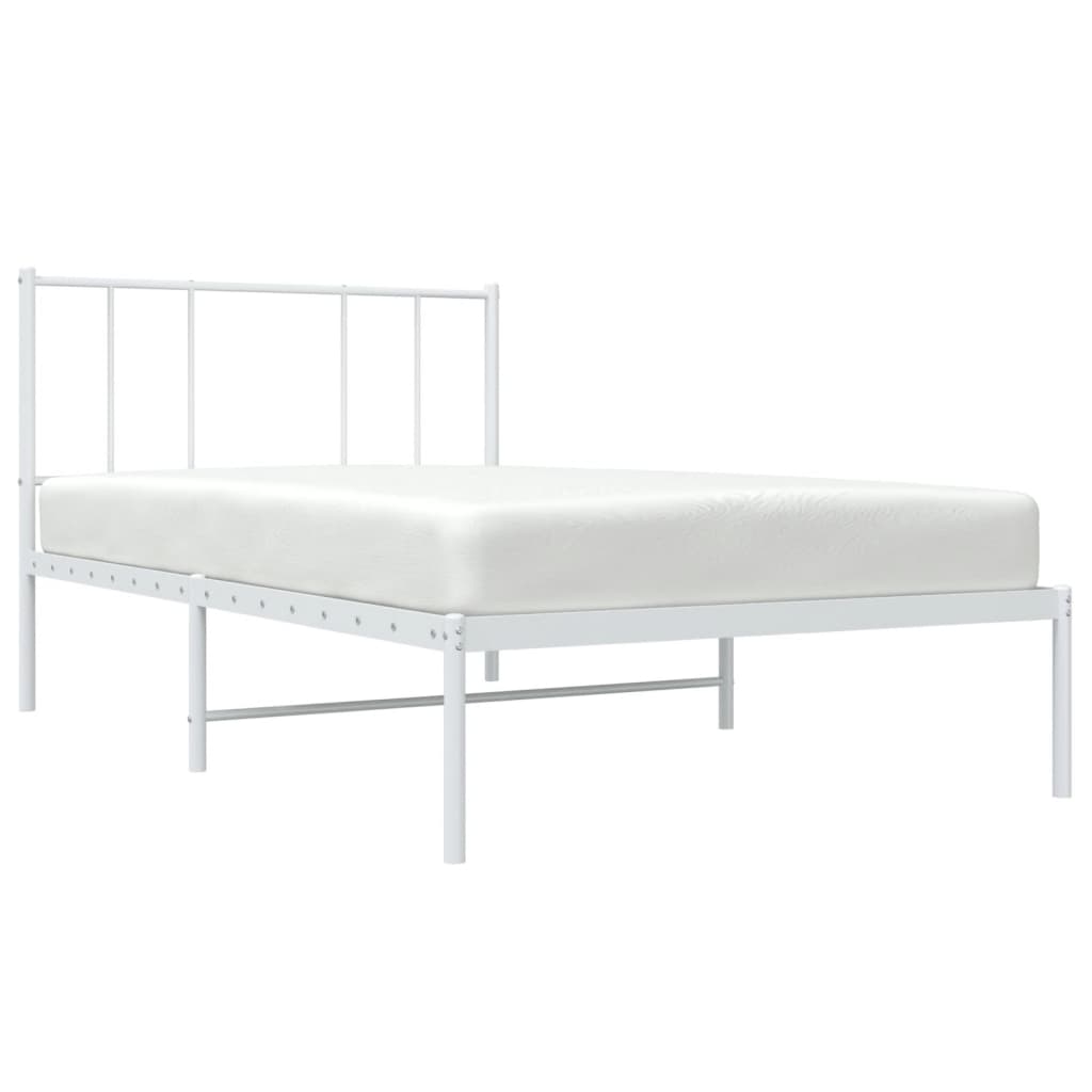 Metalni okvir za krevet s uzglavljem bijeli 100x190 cm