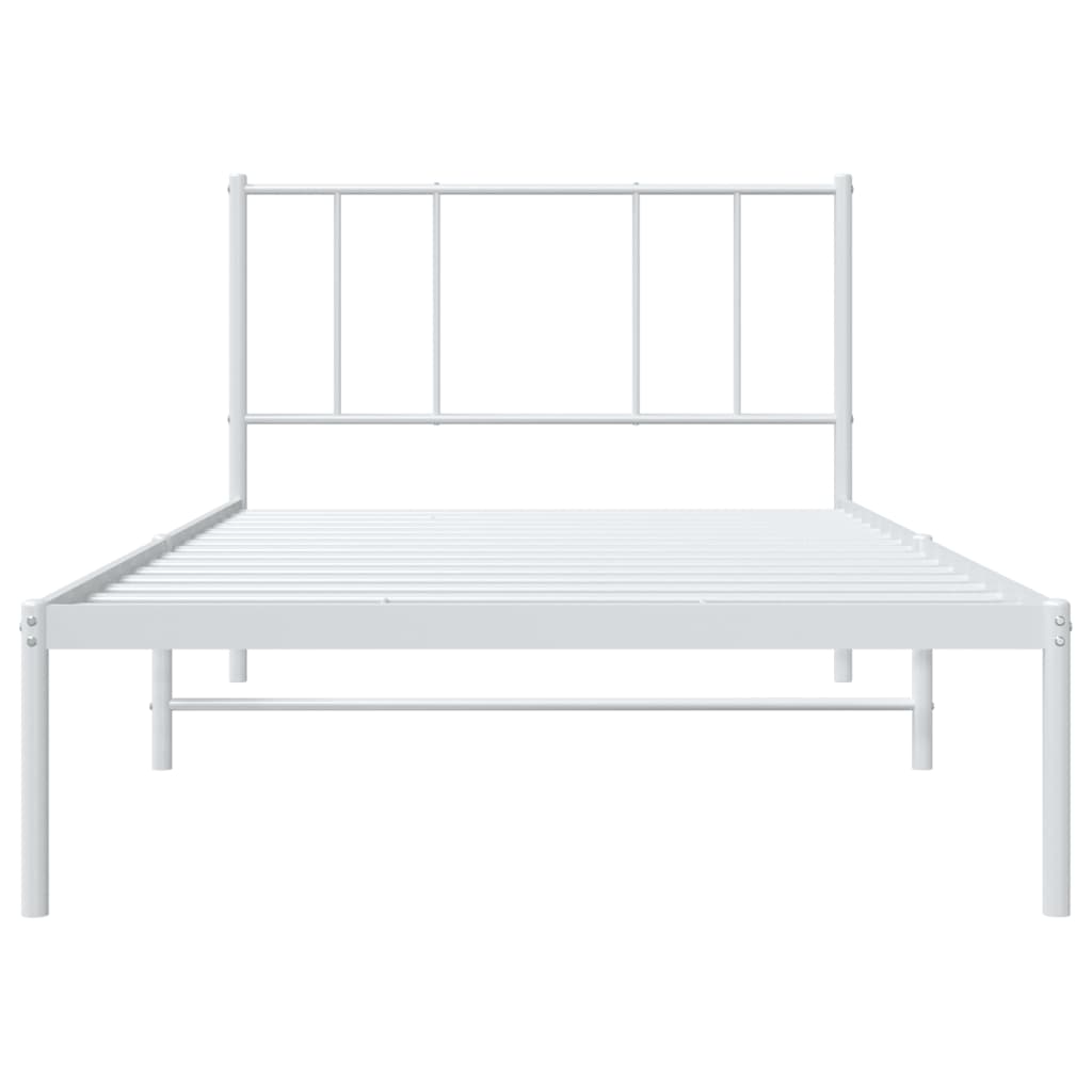 Metalni okvir za krevet s uzglavljem bijeli 100x190 cm