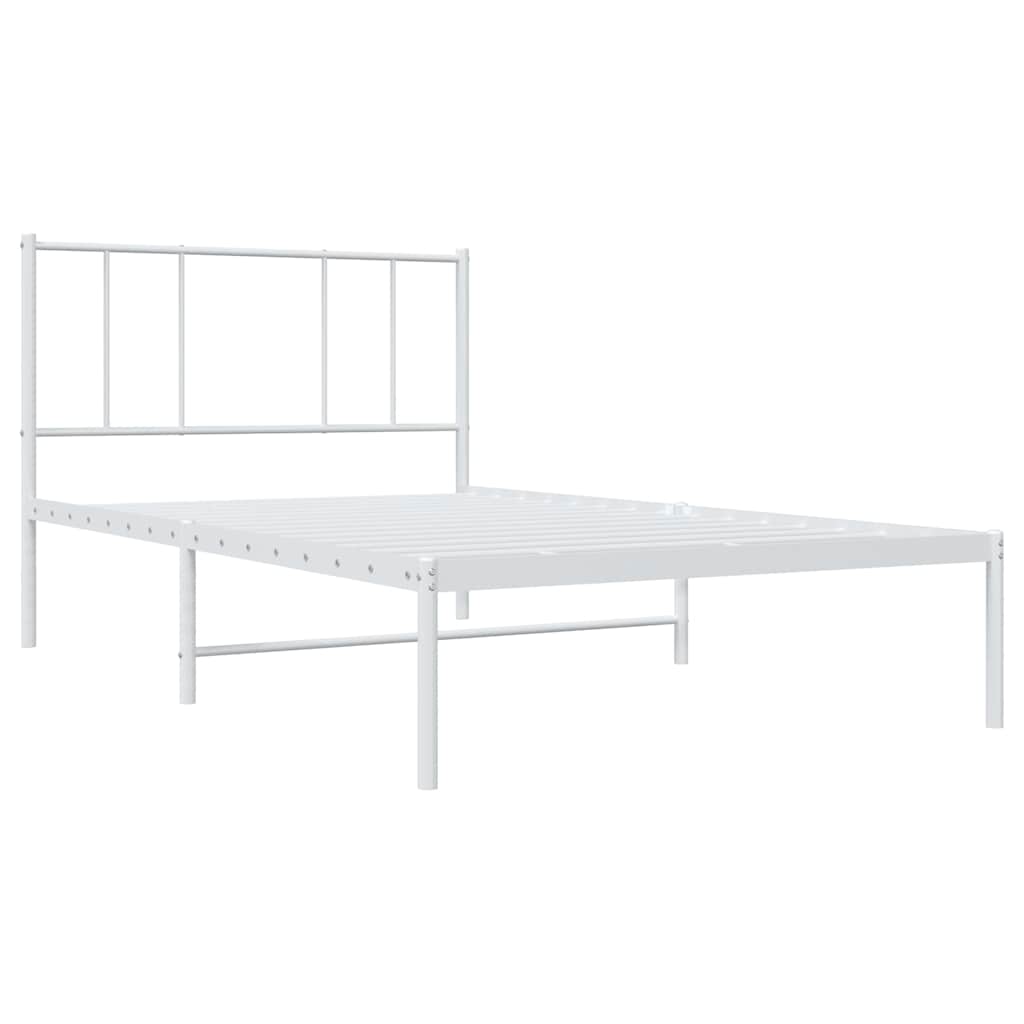 Metalni okvir za krevet s uzglavljem bijeli 100x200 cm