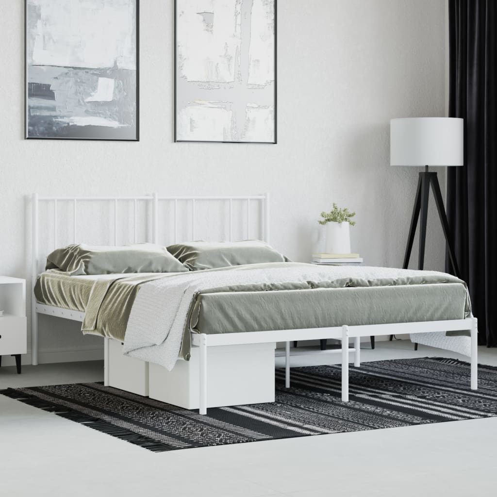 Metalni okvir za krevet s uzglavljem bijeli 120 x 190 cm