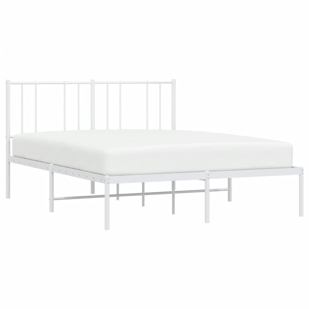 Metalni okvir za krevet s uzglavljem bijeli 120 x 190 cm