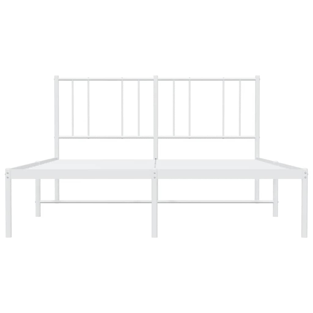 Metalni okvir za krevet s uzglavljem bijeli 135x190 cm