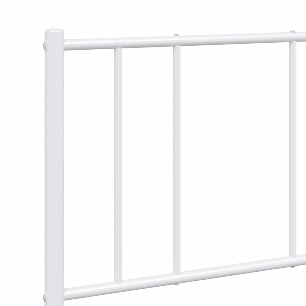Metalni okvir za krevet s uzglavljem bijeli 135x190 cm