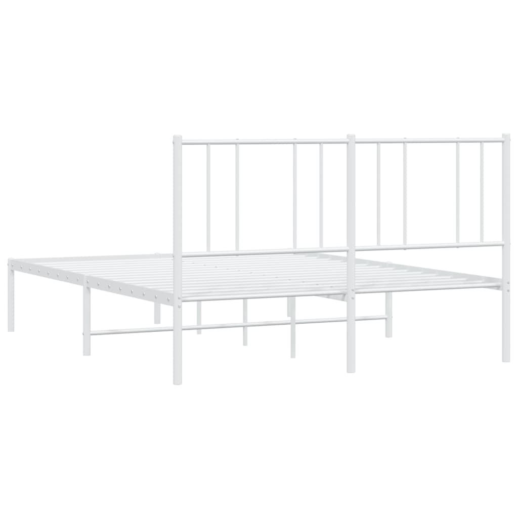 Metalni okvir za krevet s uzglavljem bijeli 140 x 190 cm