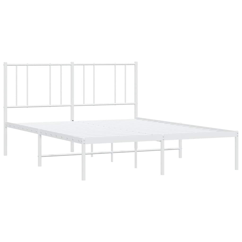 Metalni okvir za krevet s uzglavljem bijeli 150x200 cm