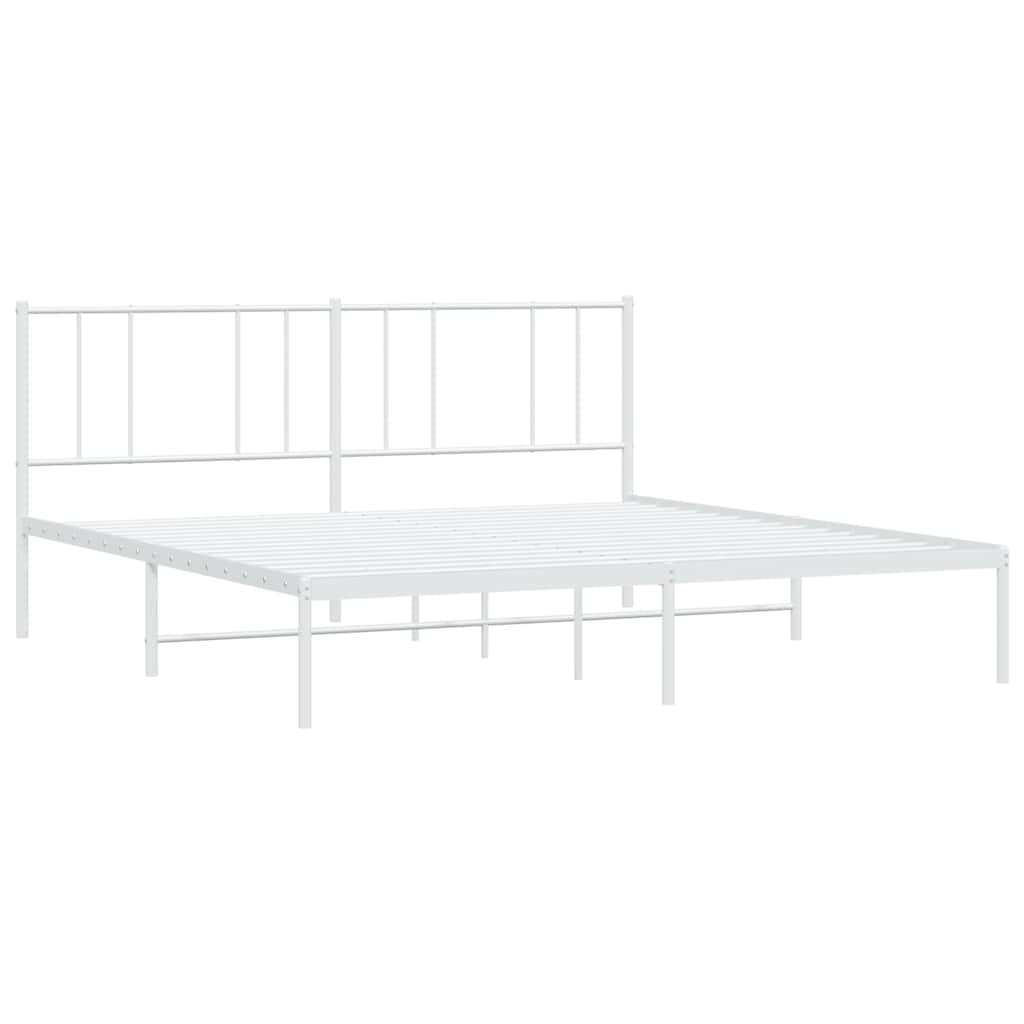 Metalni okvir za krevet s uzglavljem bijeli 193x203 cm