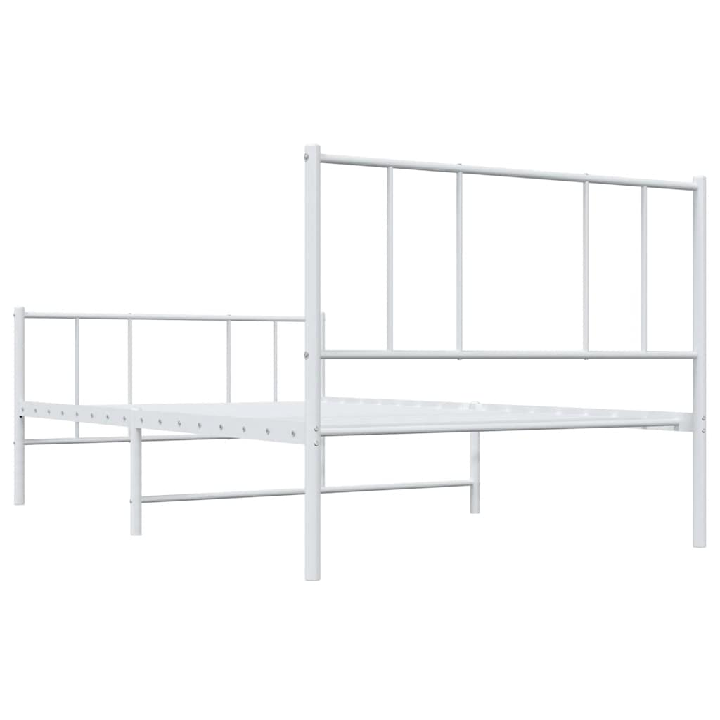 Metalni okvir kreveta uzglavlje i podnožje bijeli 75x190 cm