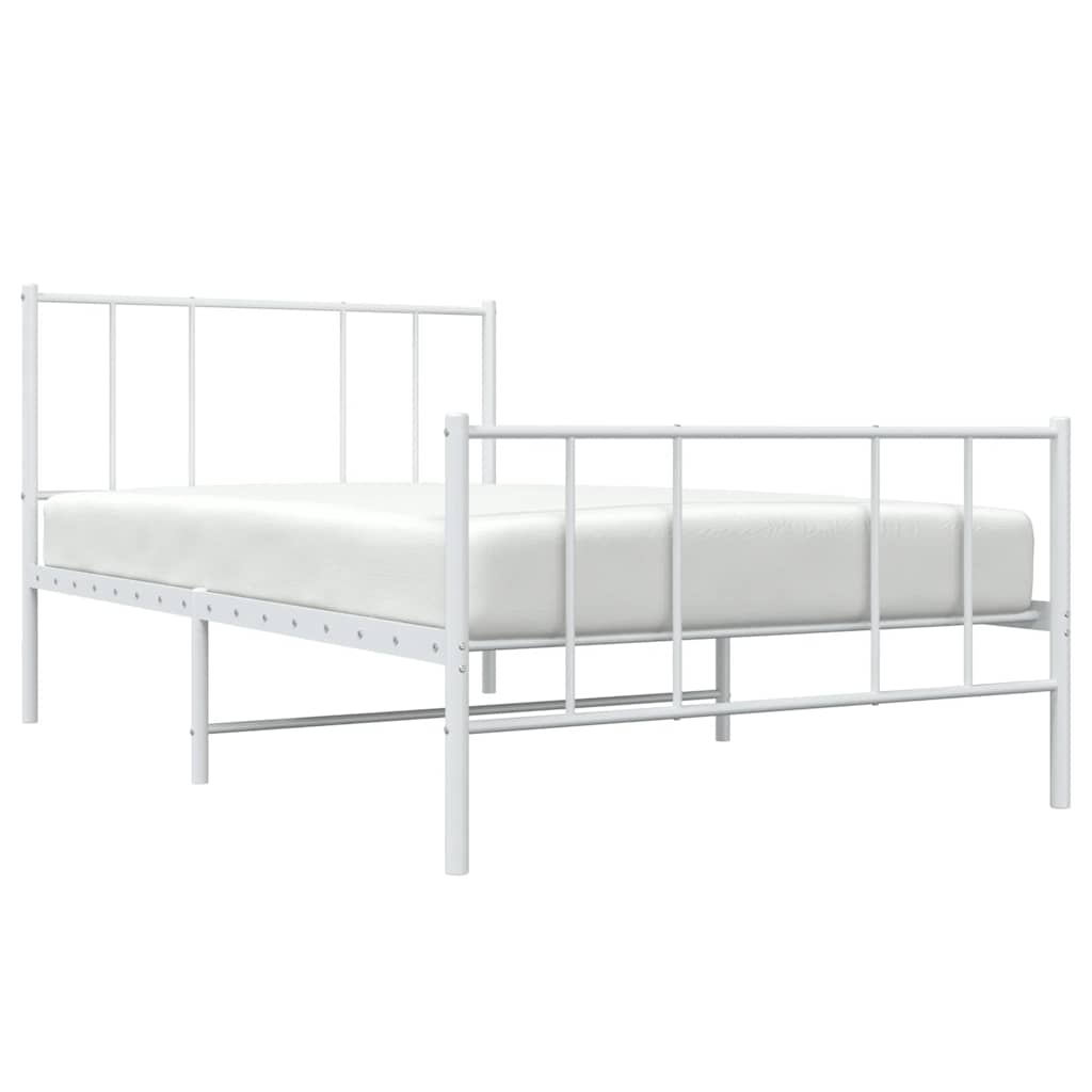 Metalni okvir kreveta uzglavlje i podnožje bijeli 80x200 cm