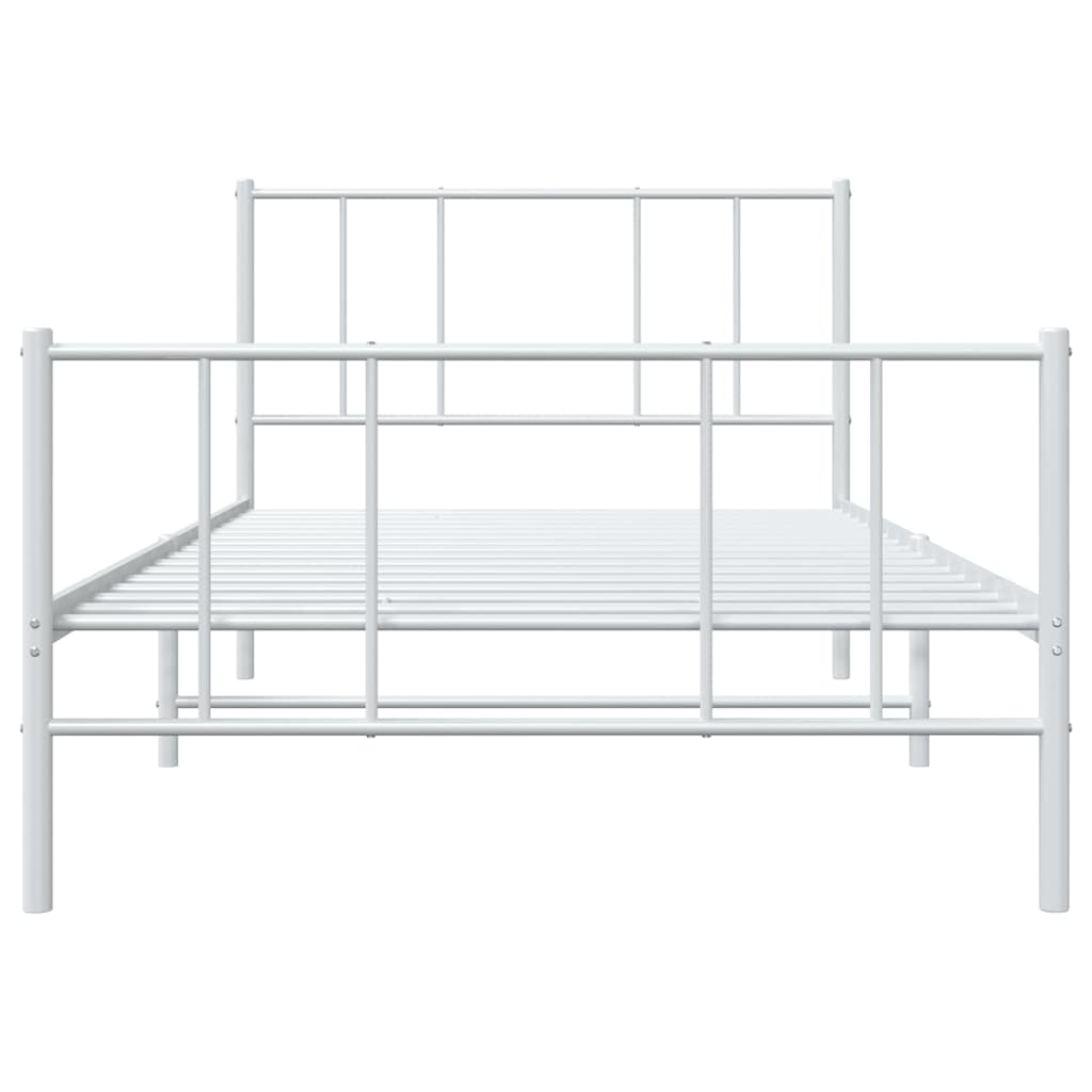 Metalni okvir kreveta uzglavlje i podnožje bijeli 80x200 cm