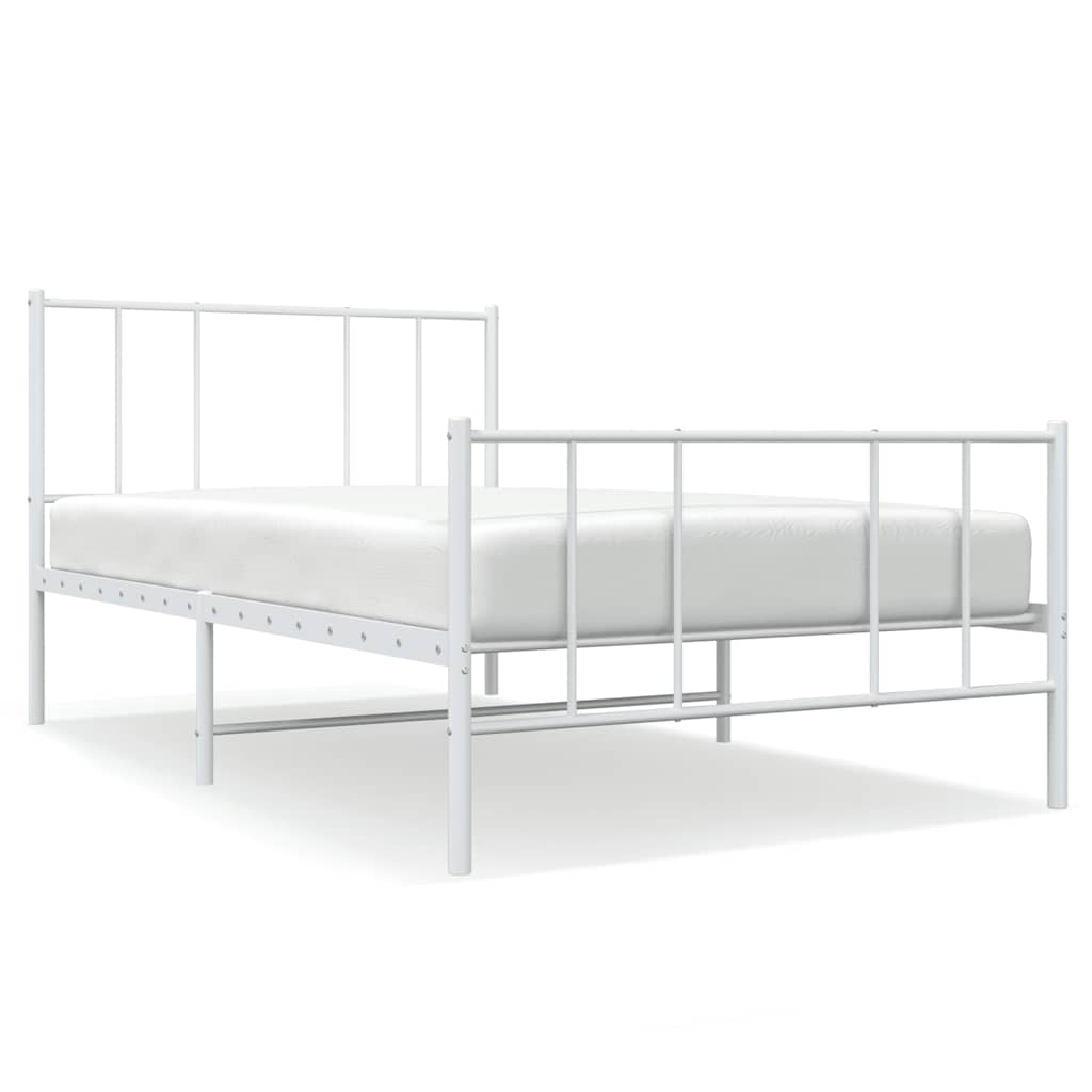 Metalni okvir kreveta uzglavlje i podnožje bijeli 90 x 200 cm