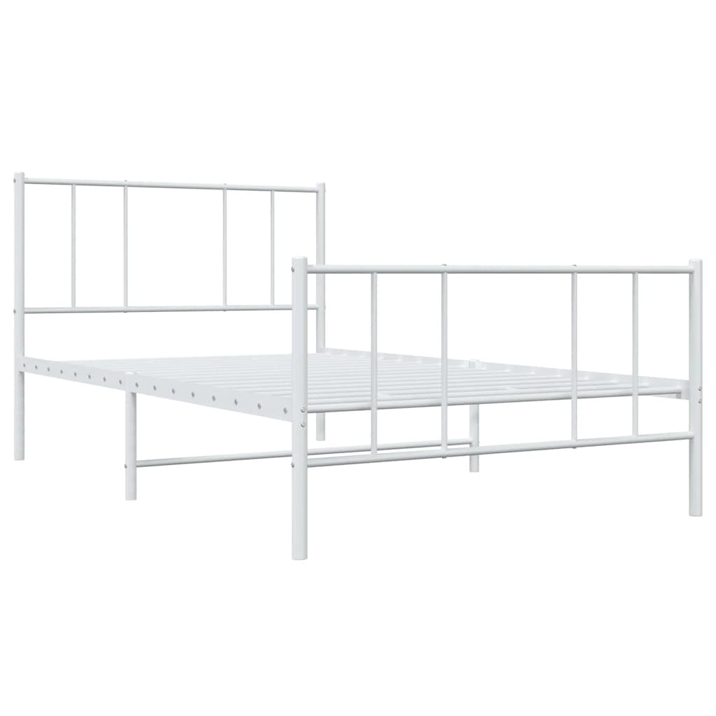 Metalni okvir kreveta uzglavlje i podnožje bijeli 90 x 200 cm