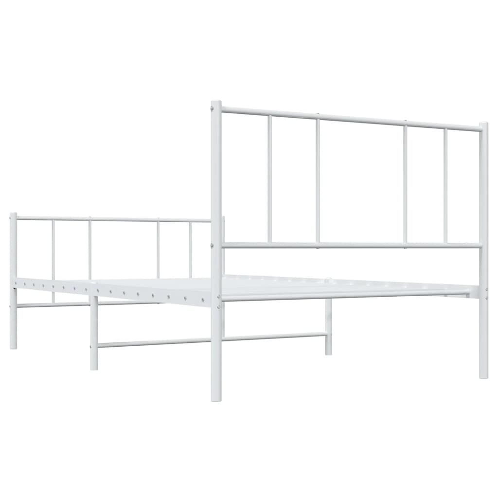 Metalni okvir kreveta uzglavlje i podnožje bijeli 90 x 200 cm