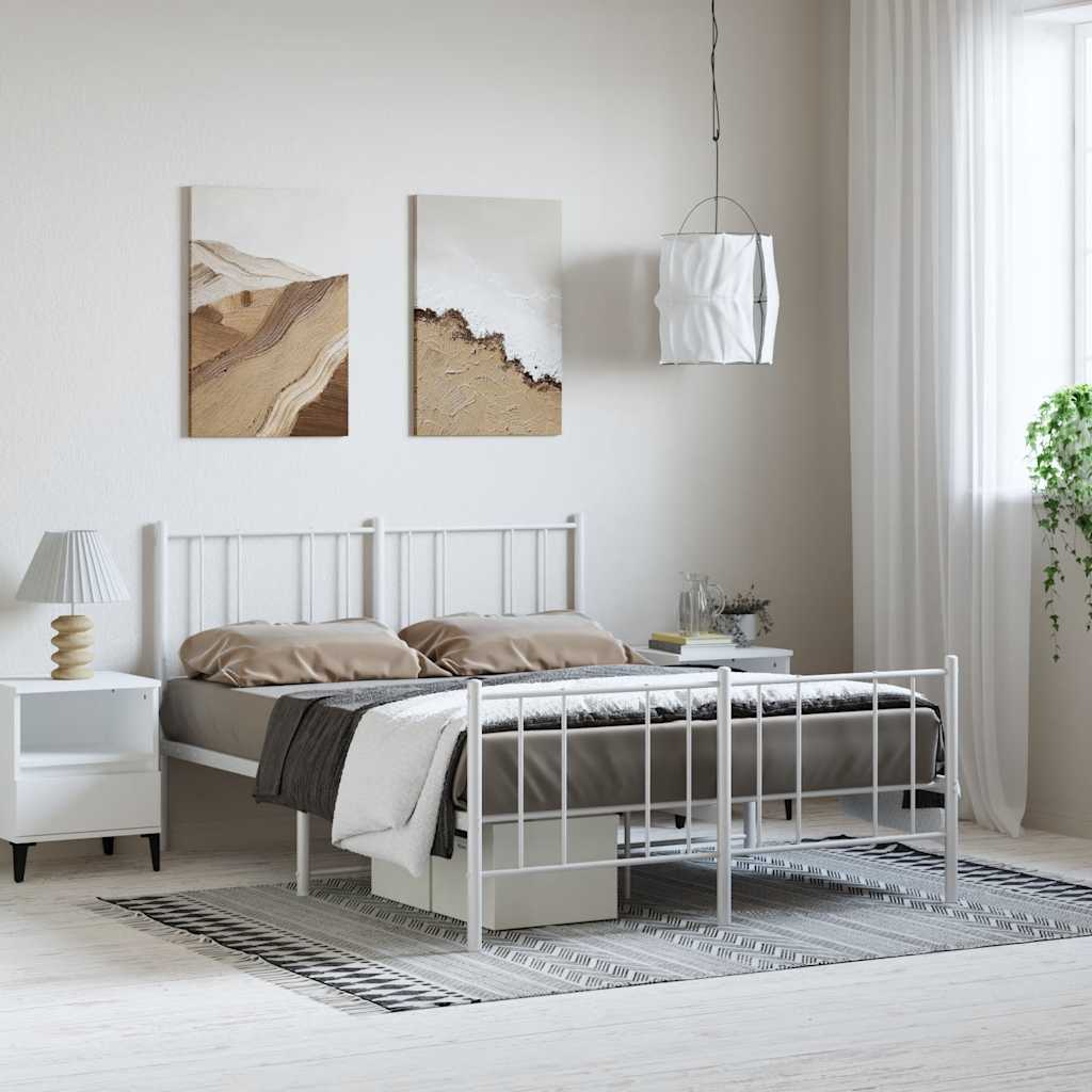Metalni okvir kreveta uzglavlje i podnožje bijeli 135 x 190 cm