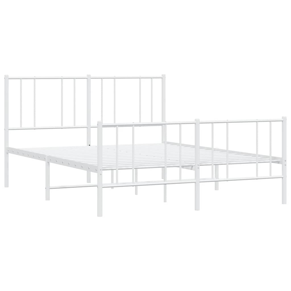Metalni okvir kreveta uzglavlje i podnožje bijeli 140x200 cm