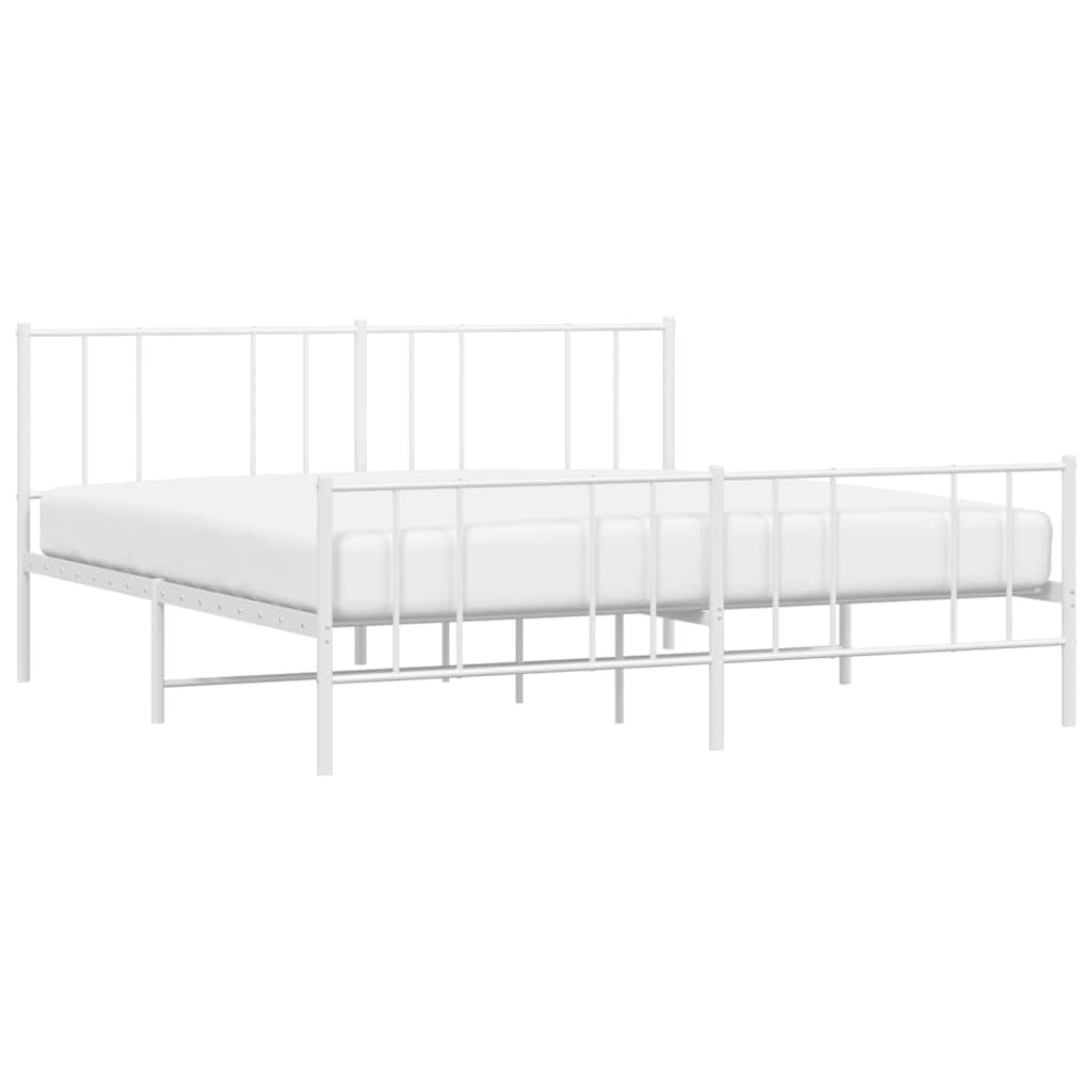 Metalni okvir kreveta uzglavlje i podnožje bijeli 180x200 cm