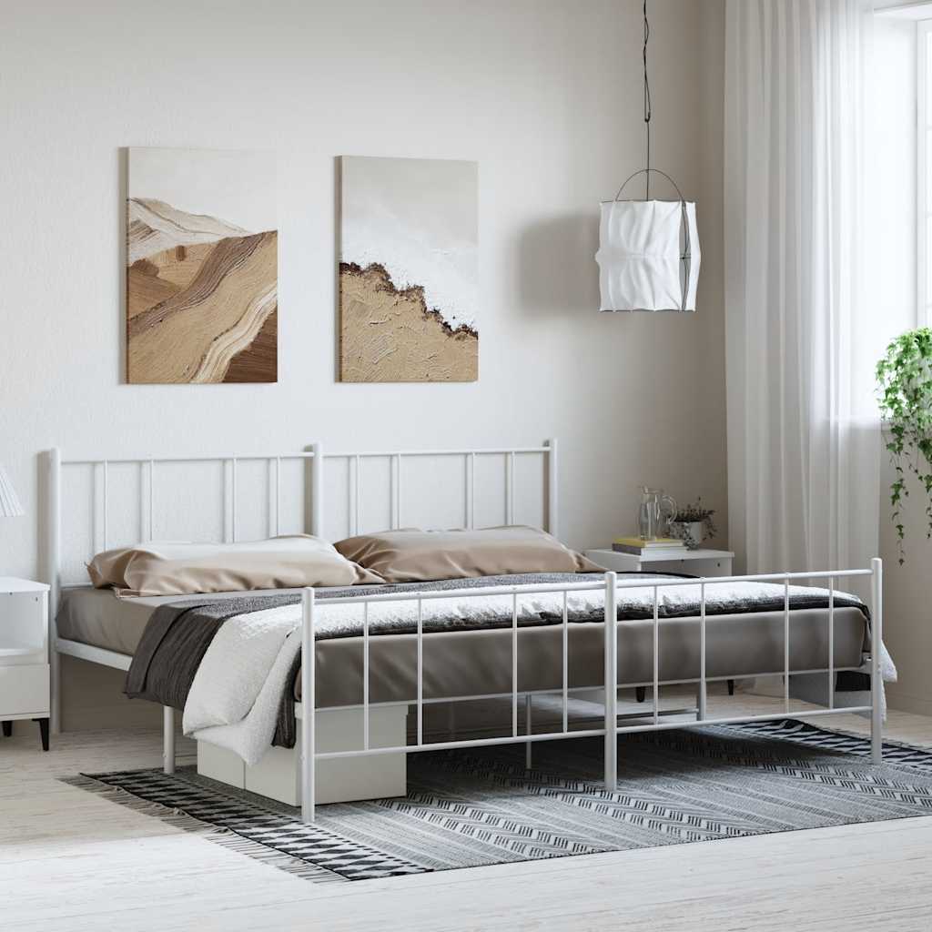 Metalni okvir kreveta uzglavlje i podnožje bijeli 183x213 cm