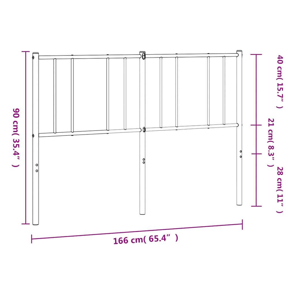 Metalno zamjensko uzglavlje bijelo 160 cm