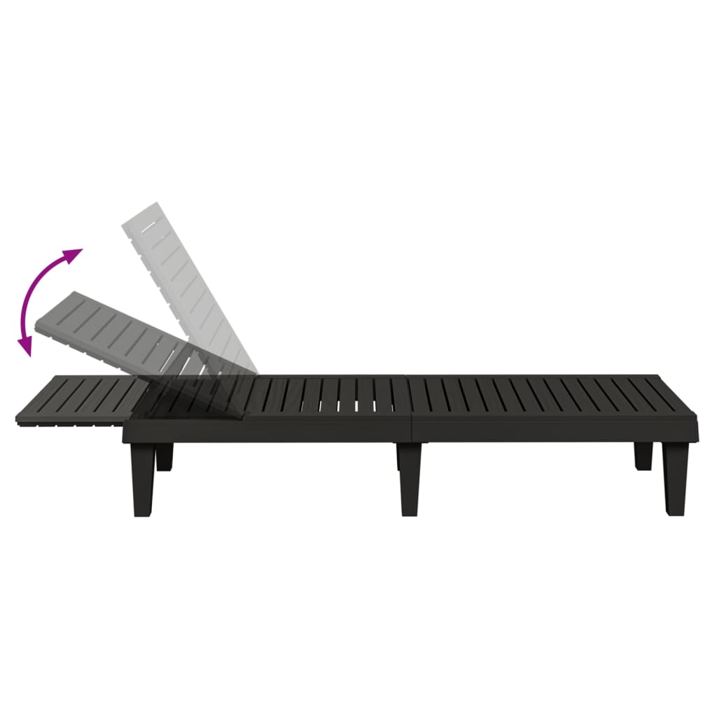 Ležaljka za sunčanje crna 155 x 58 x 83 cm od polipropilena