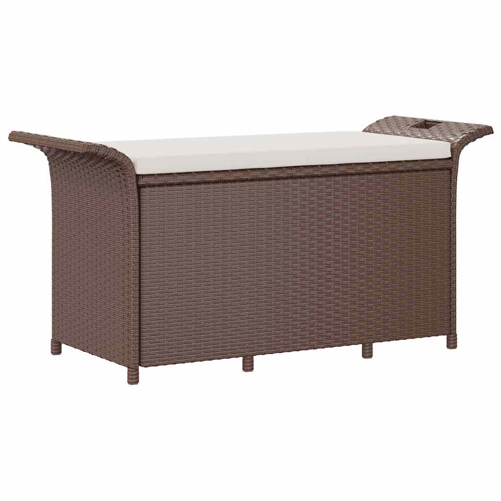 Vrtna klupa s jastukom smeđa 116 x 46 x 57 cm od poliratana