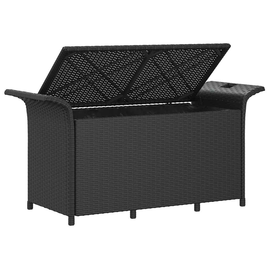 Vrtna klupa s jastukom crna 116 x 46 x 57 cm od poliratana