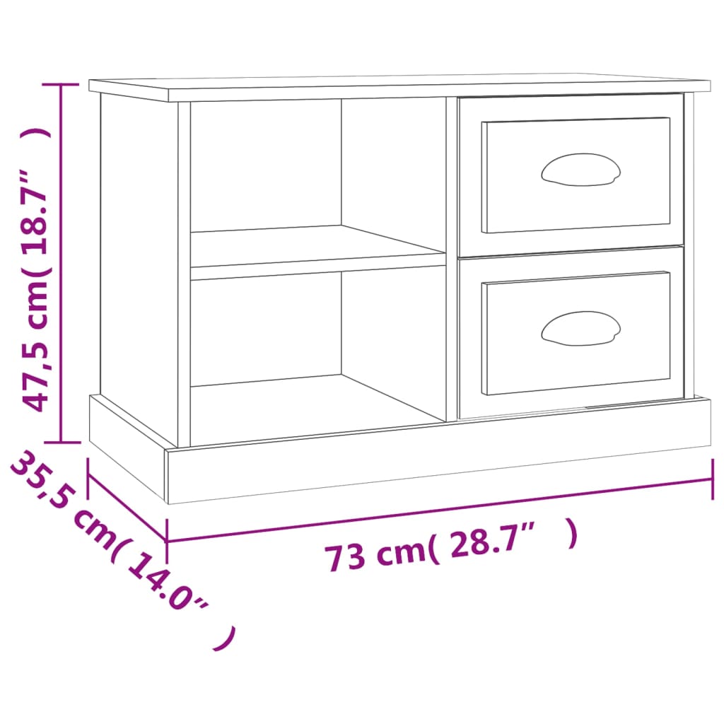 TV ormarić bijeli 73 x 35,5 x 47,5 cm od konstruiranog drva