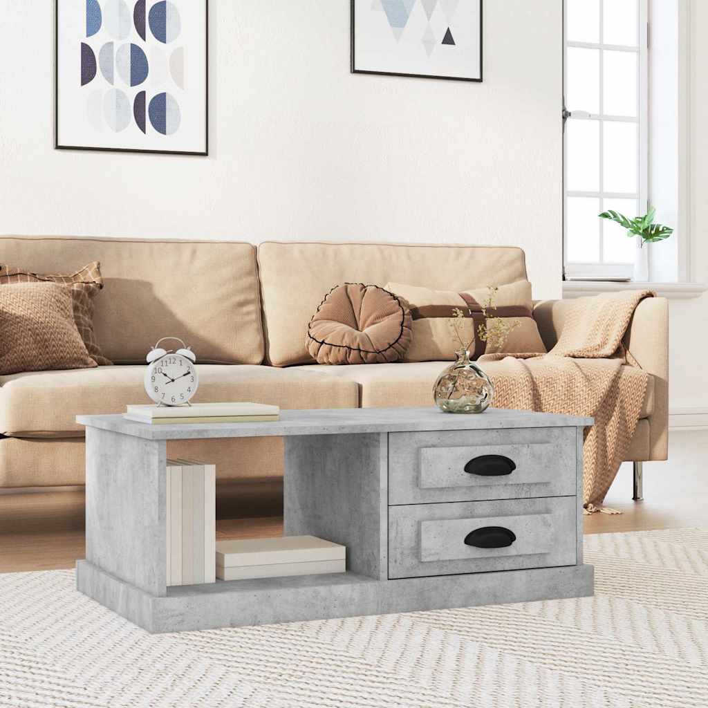 Stolić za kavu boja betona 90x50x35 cm konstruirano drvo