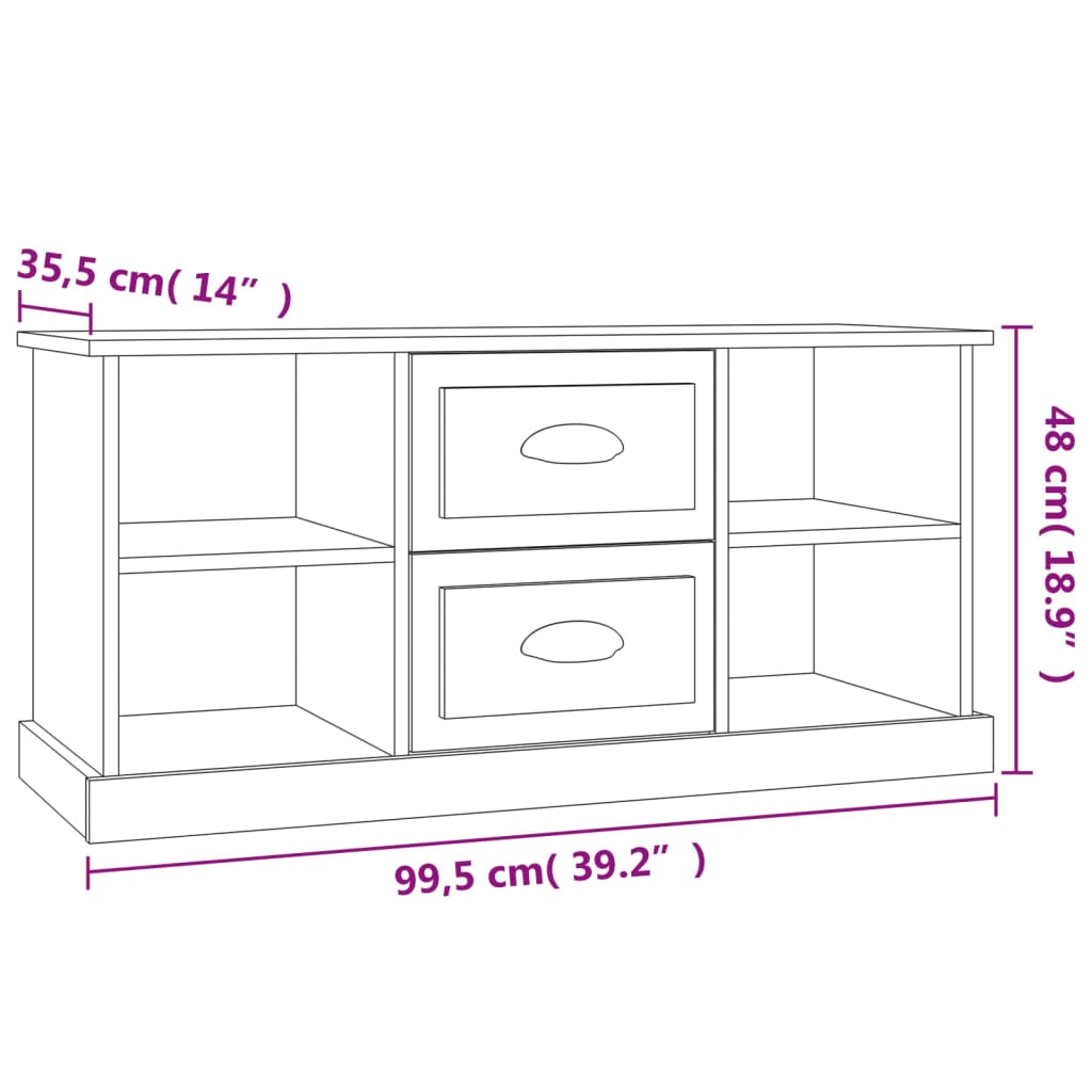 TV ormarić boja hrasta 99,5 x 35,5 x 48 cm konstruirano drvo