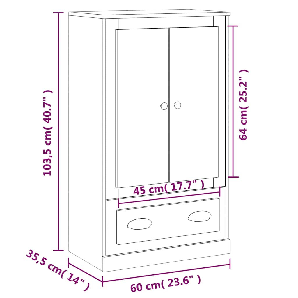 Visoka komoda bijela 60 x 35,5 x 103,5 cm od konstruiranog drva
