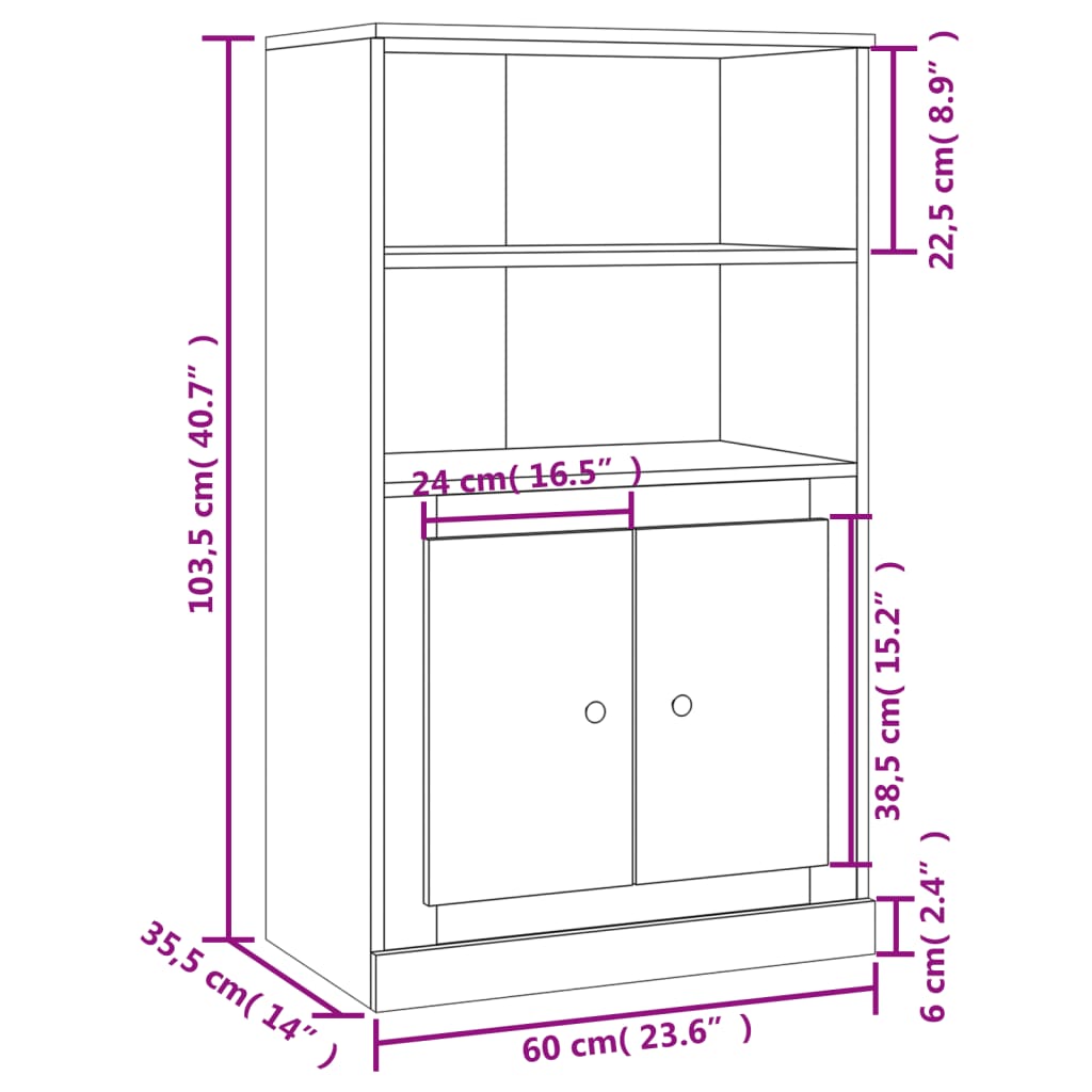 Visoka komoda siva sonome 60x35,5x103,5 cm konstruiranog drva