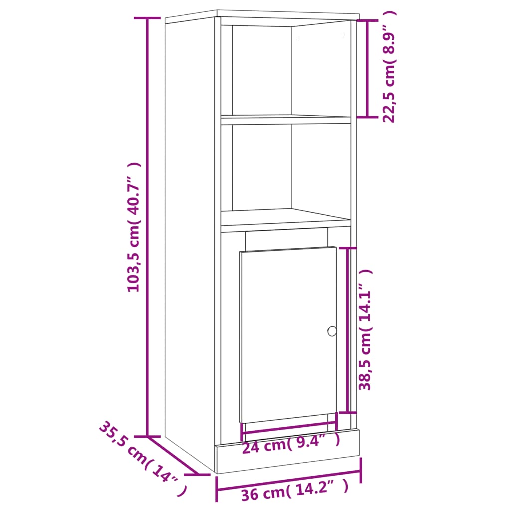 Visoka komoda bijela 36 x 35,5 x 103,5 cm od konstruiranog drva