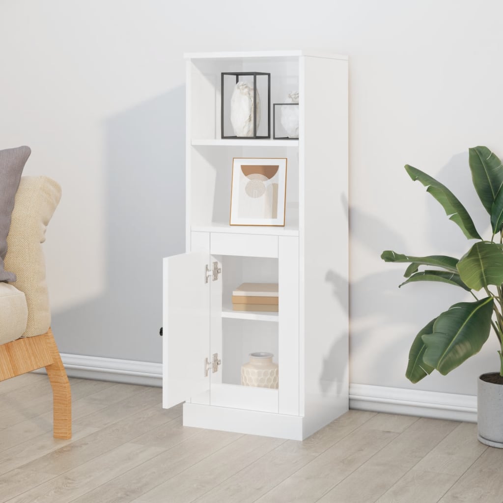 Visoka komoda sjajna bijela 36x35,5x103,5 od konstruiranog drva
