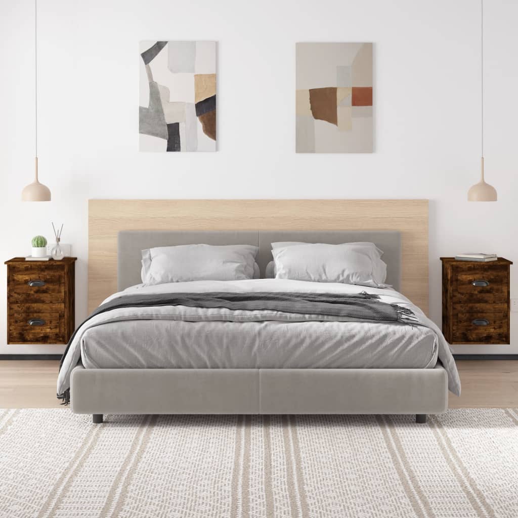 Zidni noćni ormarići 2 kom boja dimljenog hrasta 41,5x36x53 cm