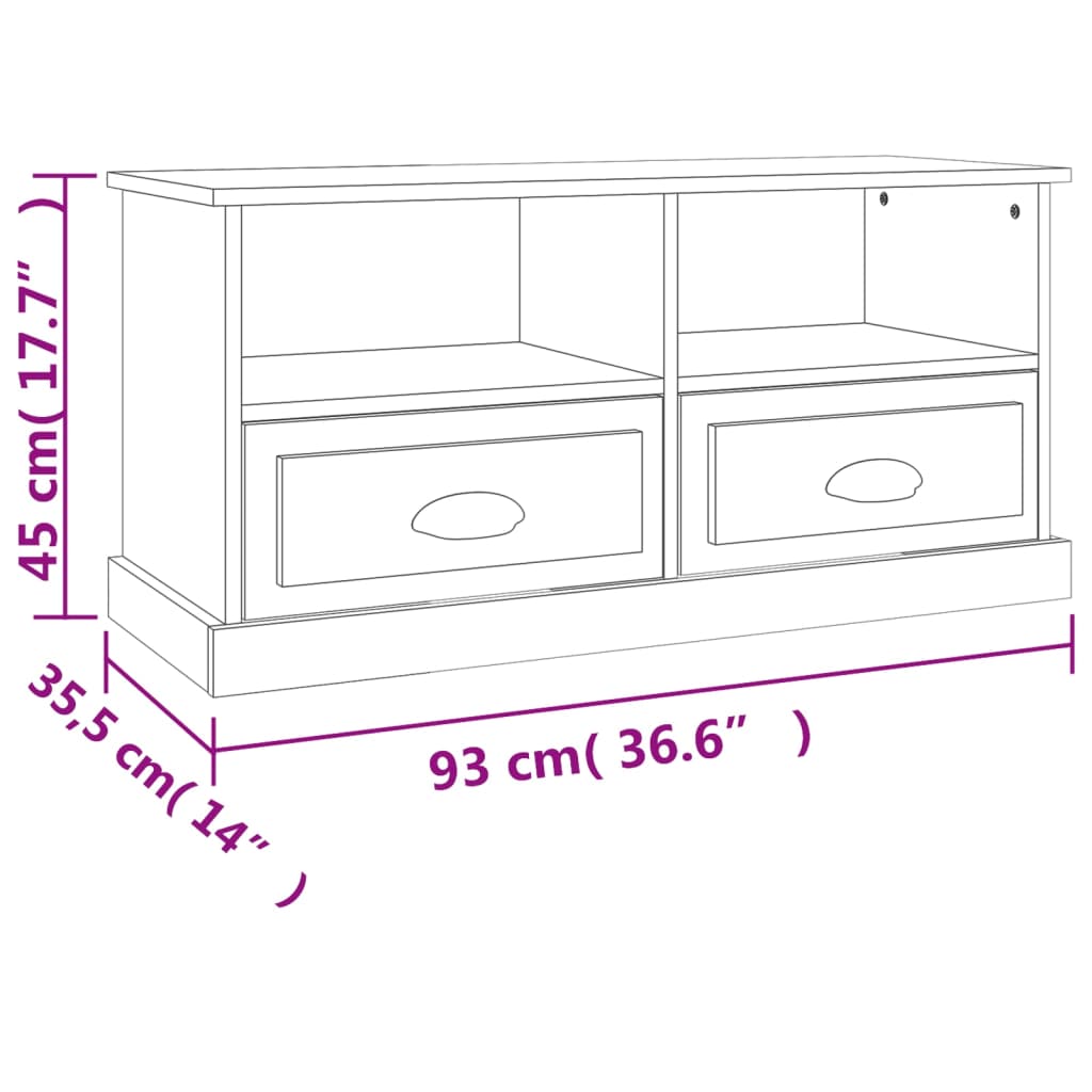 TV ormarić sjajni bijeli 93x35,5x45 cm od konstruiranog drva