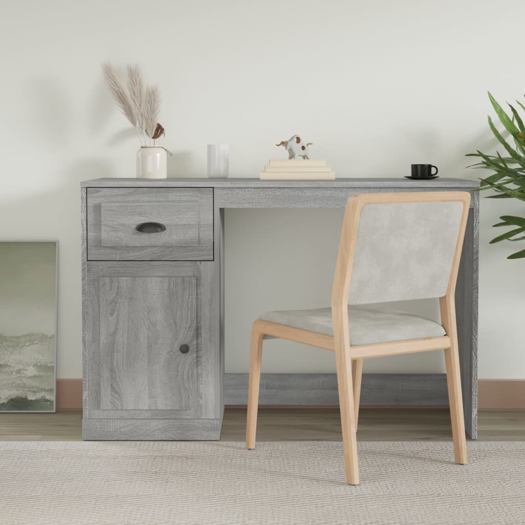 Radni stol s ladicom siva boja hrasta 115 x 50 x 75 cm drveni