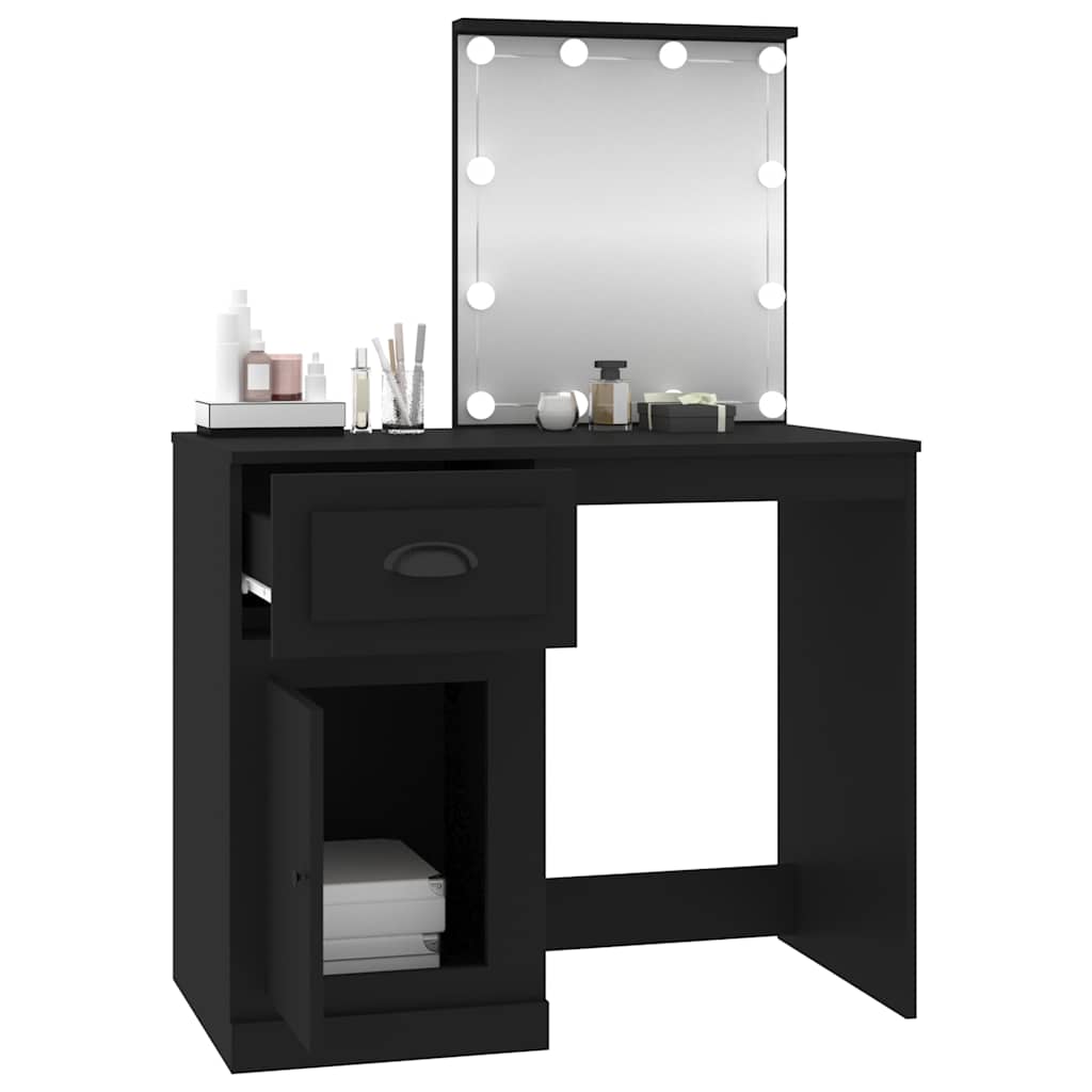 Toaletni stolić LED crni 90 x 50 x 132,5 cm konstruirano drvo