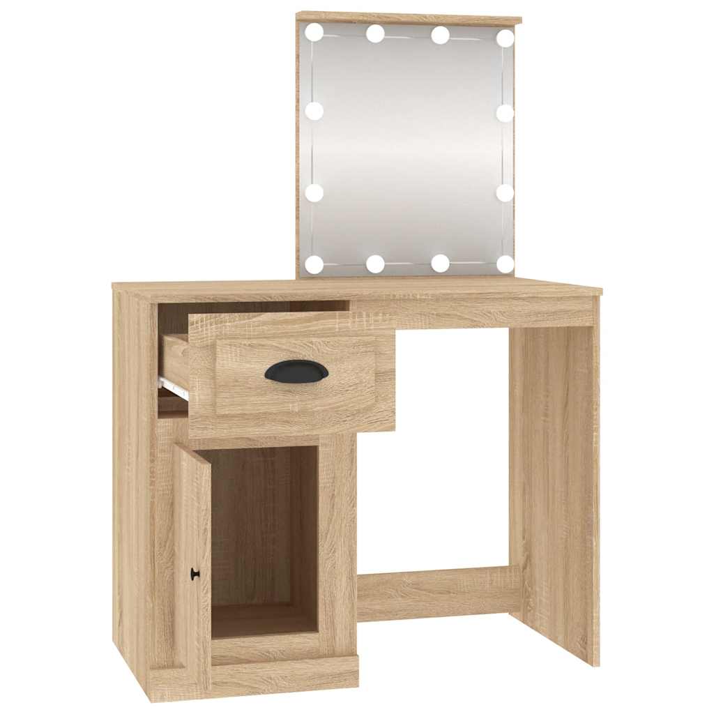 Toaletni stolić LED boja hrasta 90x50x132,5cm konstruirano drvo