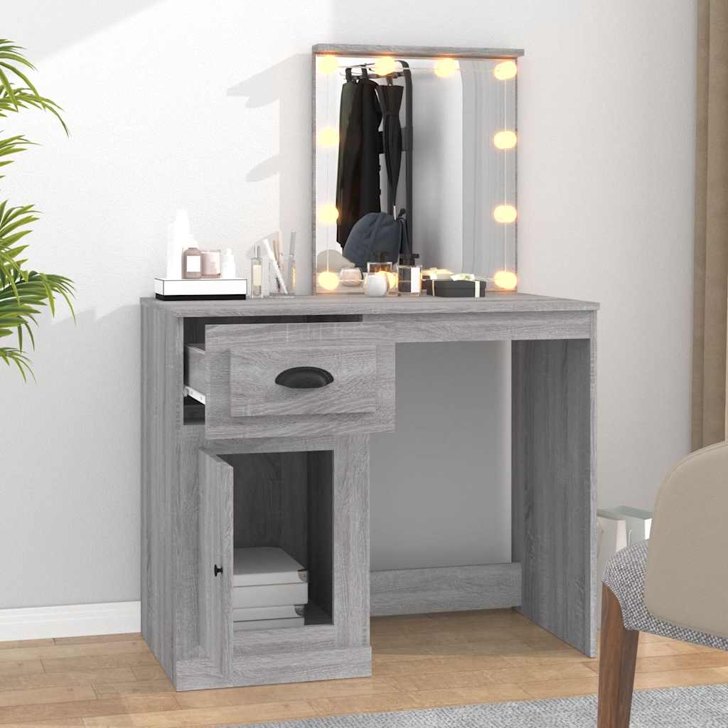 Toaletni stolić LED boja hrasta sonome 90x50x132,5 cm drveni