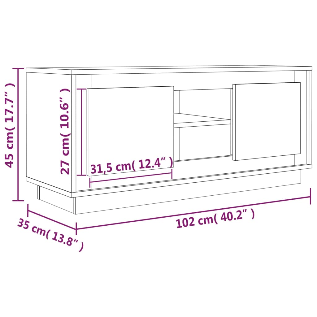 TV ormarić boja betona 102x35x45 cm od konstruiranog drva