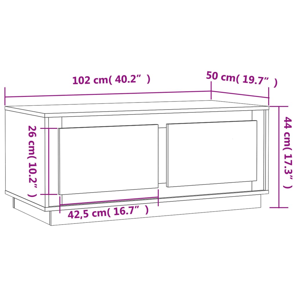 Stolić za kavu boja hrasta 102x50x44 cm konstruirano drvo
