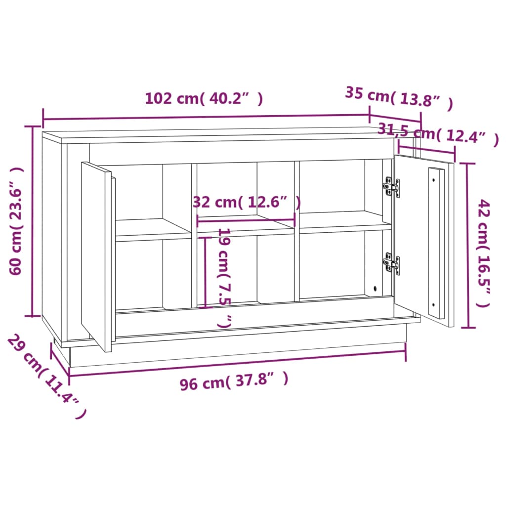 Komoda siva boja betona 102x35x60 cm od konstruiranog drva