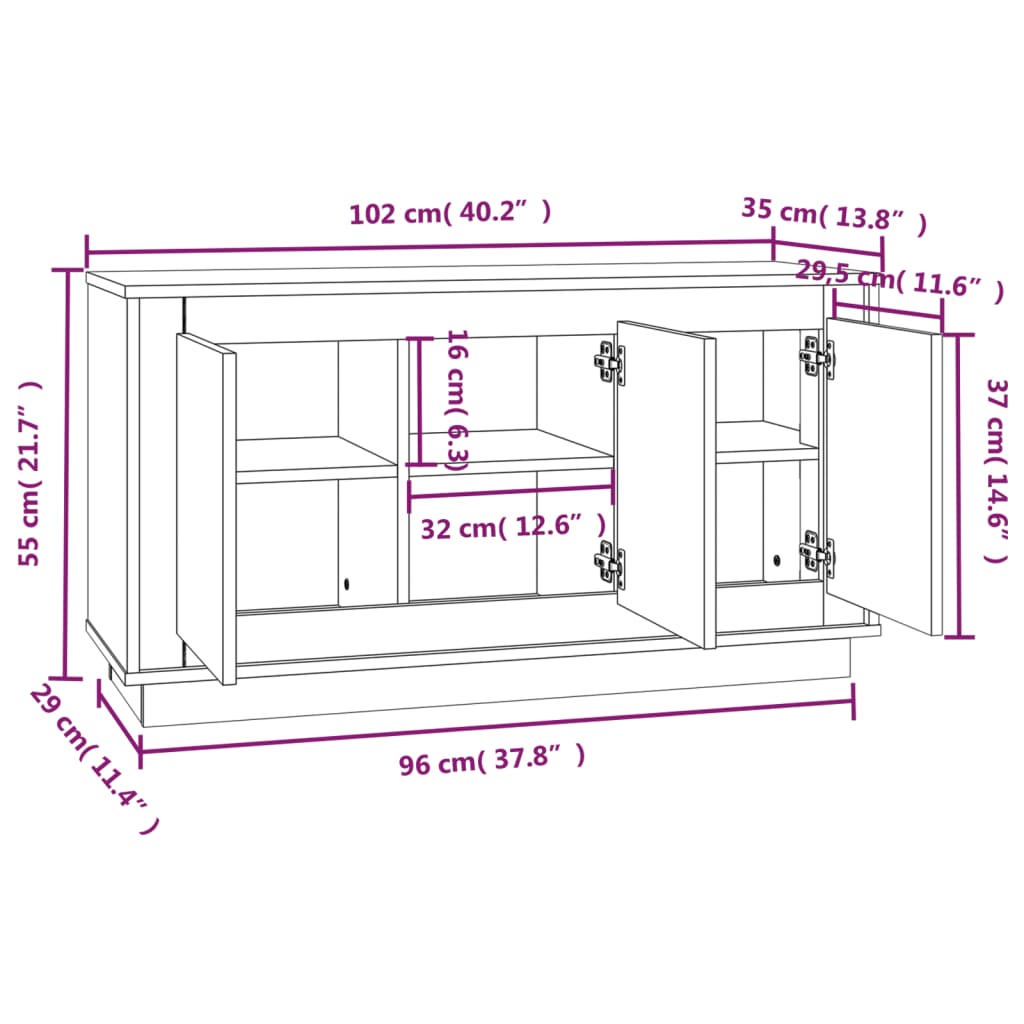 Komoda boja hrasta sonome 102x35x55 cm od konstruiranog drva