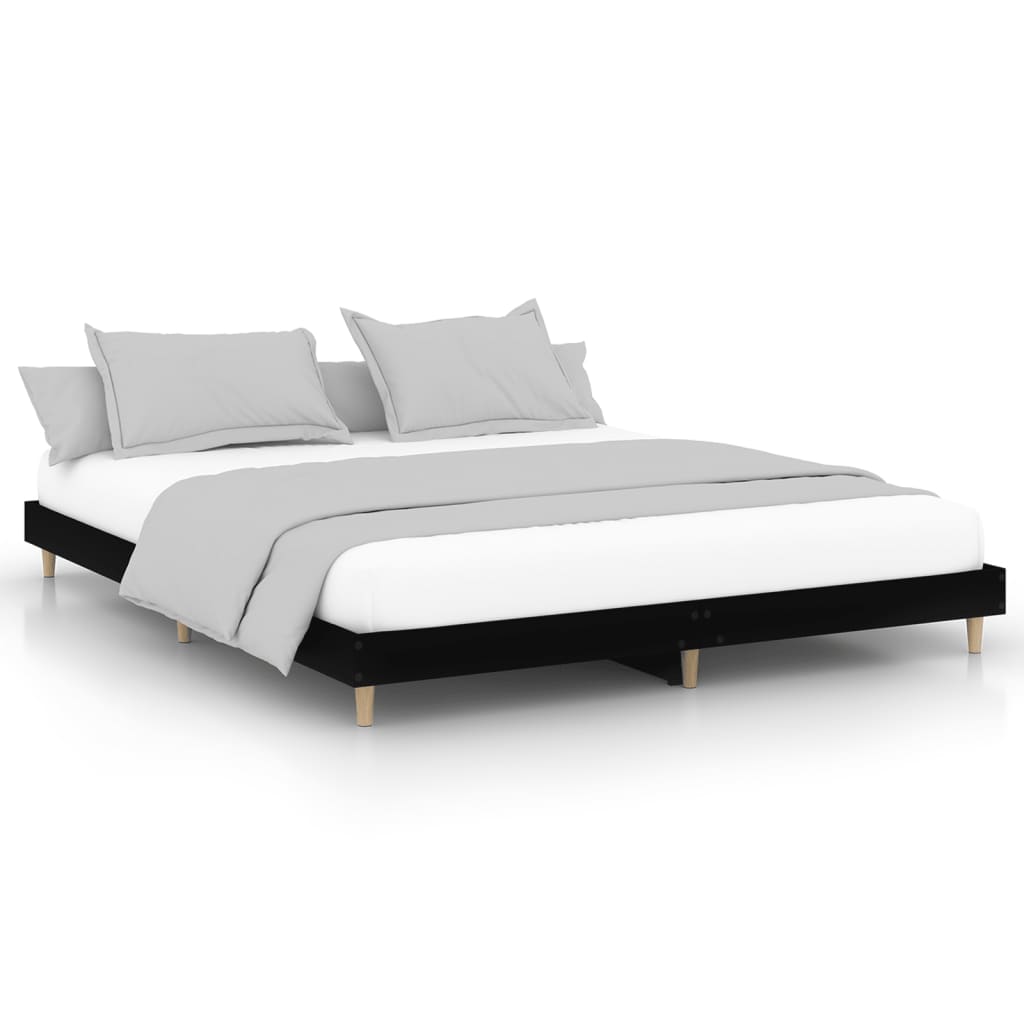Okvir za krevet crni 150x200 cm konstruirano drvo