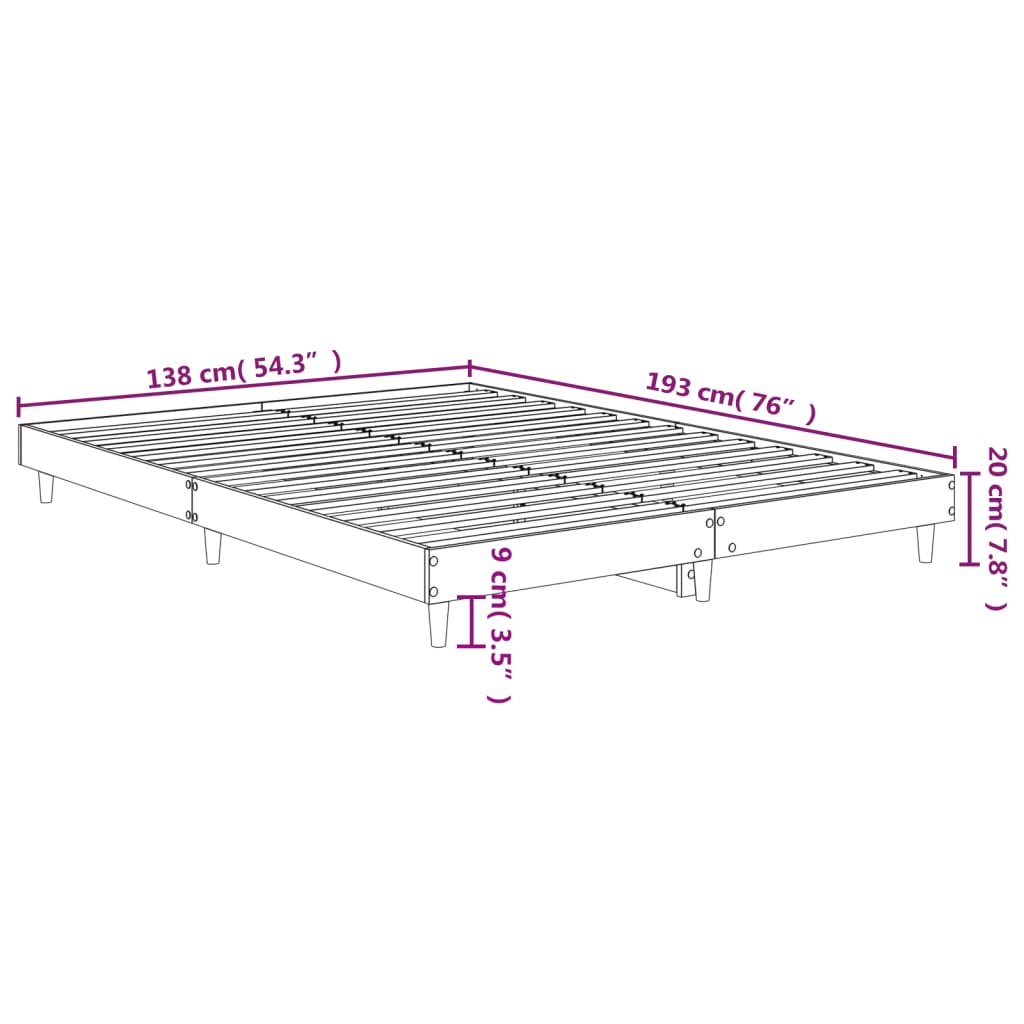 Okvir za krevet bijeli 135x190 cm konstruirano drvo