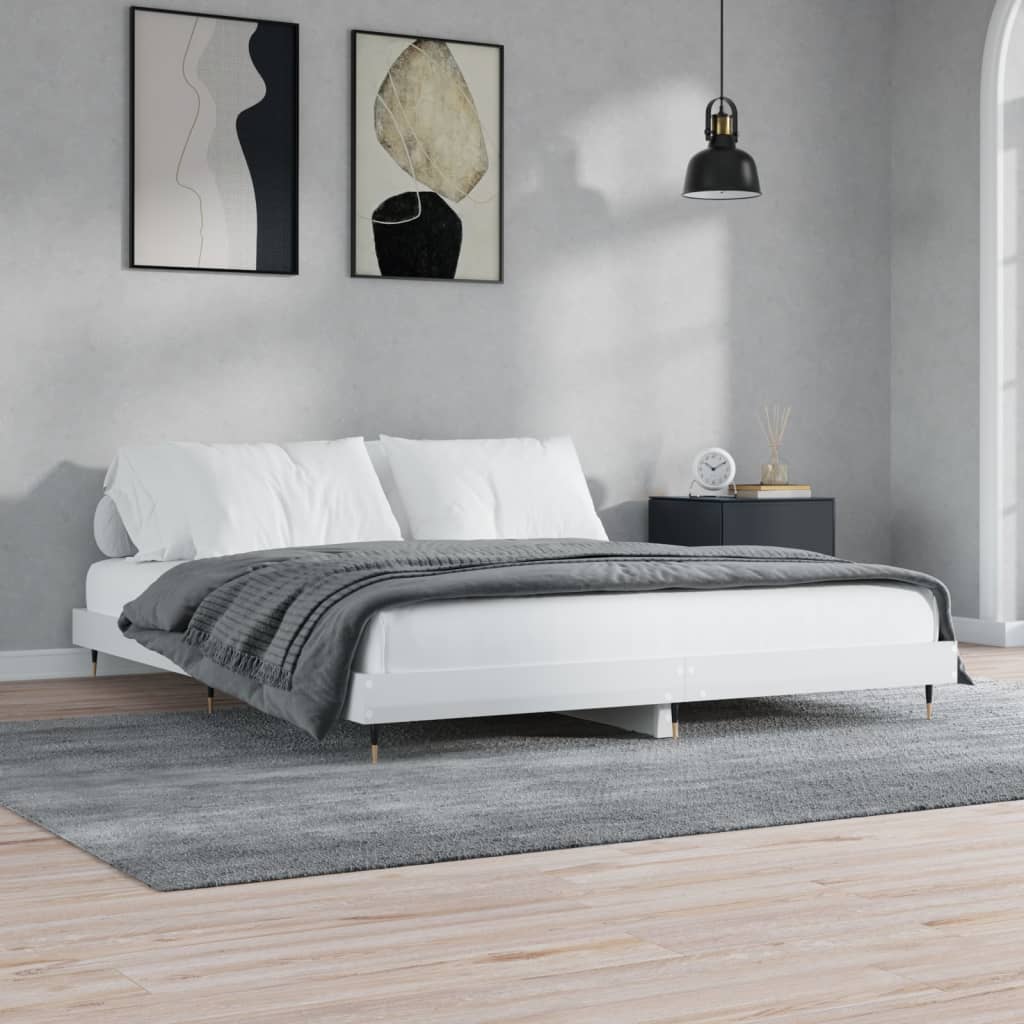 Okvir za krevet visoki sjaj bijeli 160x200 cm konstruirano drvo