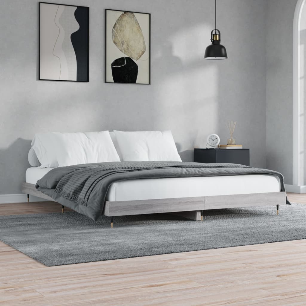 Okvir kreveta siva boja hrasta 140 x 200 cm konstruirano drvo